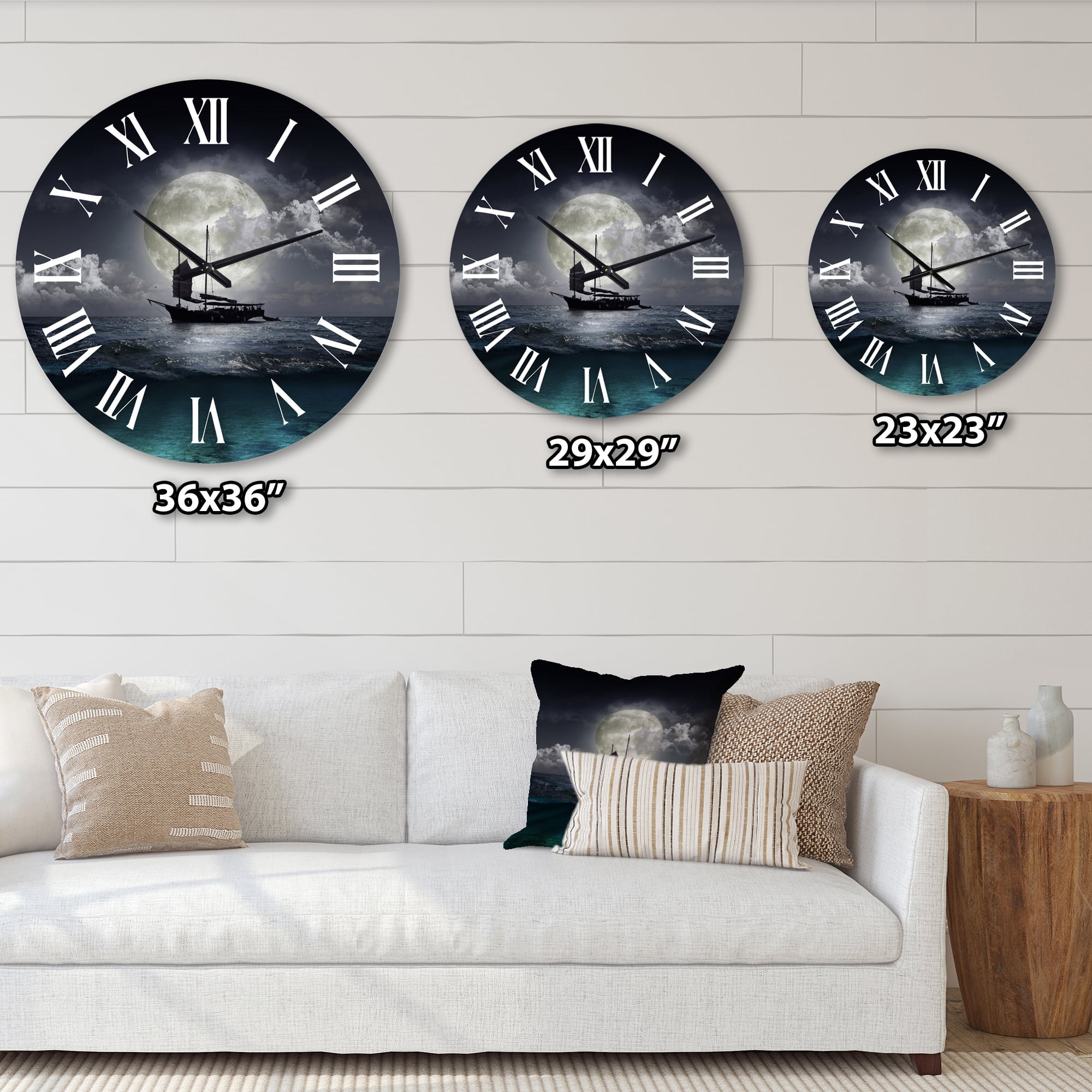 Designart 1 in Quartz Coastal Wall Clock
