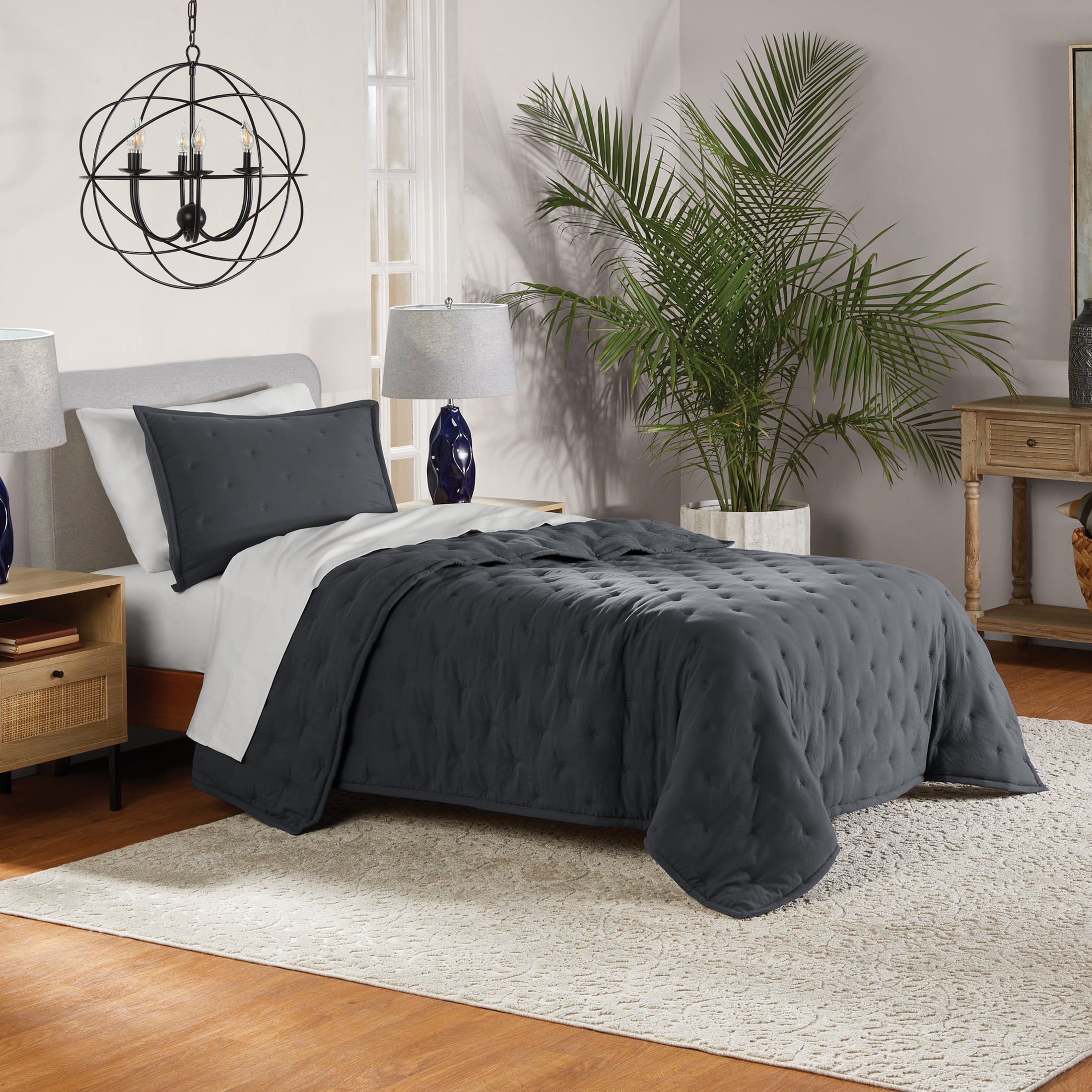Mainstays Twin/Twin XL Comforter Set, All-Season, 2-Piece, Grey