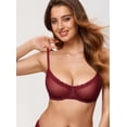 thumbnail image 4 of Women's Balconette Lace Bra See Through Demi Sheer Mesh Plus Size Underwire, 4 of 7