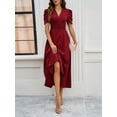 thumbnail image 4 of Yesfashion Women's Summer V Neck Short Sleeve Maxi Dress Loose High Waist Flowy Long Beach Dress, 4 of 9