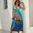 thumbnail image 2 of Nautical Green Sea Turtles Sleeveless Dress Female Clothing Dress Women Summer 2025 Dress, 2 of 6