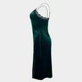 thumbnail image 5 of Cadancy Velvet Dress for Women Pajamas Sleeveless Lace Trim V Neck Side Slit Midi Dresses Gothic Slim Tunic Sleepwear Soft Cozy Nightdress, 5 of 9