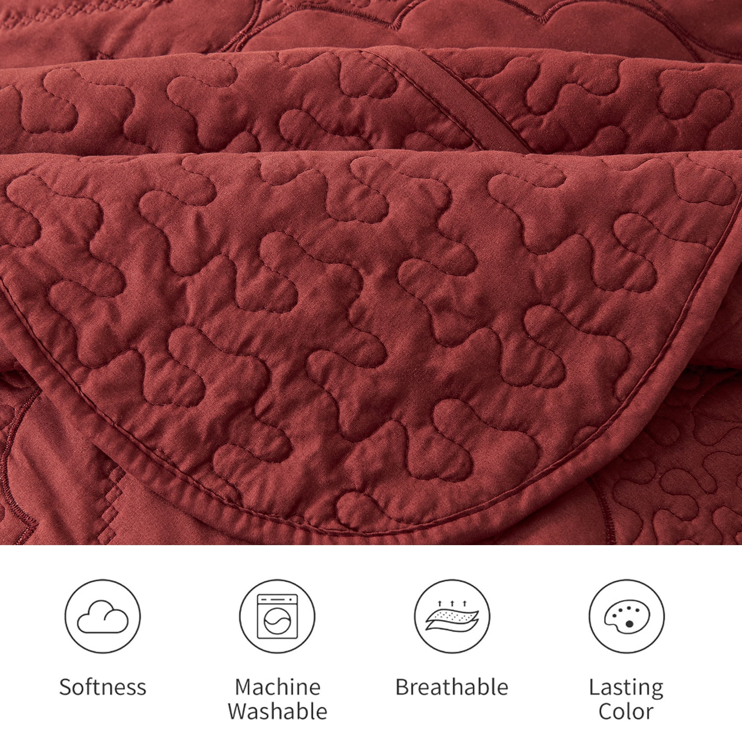 Evenhug Floral Embroidery Quilt Set,3-Piece King Diamond Floral Pattern Bedding Set,Soft Lightweight Bedspread for All Season(Burgundy,102"x90")