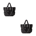 thumbnail image 2 of Jumpingount Bolso de hombro acolchado de algodón Múltiples opciones de color Bolso de mano acolchado de gran capacidad Bolso tipo almohada Negro Negro 2Conjunto, 2 of 6
