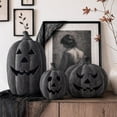 thumbnail image 5 of Fall Decor - 5.9" Halloween Black Handmade Resin Pumpkin Jack O' Lantern Decorations for Outdoor Indoor, Cute Spooky Decoration Centerpieces for Tables Porch Yard Home Kitchen Front Door Mantel, 5 of 13