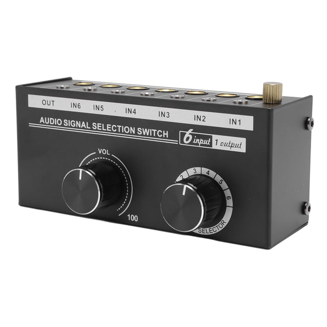 Sound Switcher, No Distortion Grounding Connection 6 In 1 Output Sound Switcher for Cell Phone CD Player Decoder