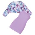 thumbnail image 1 of Felwors Toddler Girls Butterfly Print Long Sleeve Pullover Tops Solid Slip Dress Outfits, 1 of 9