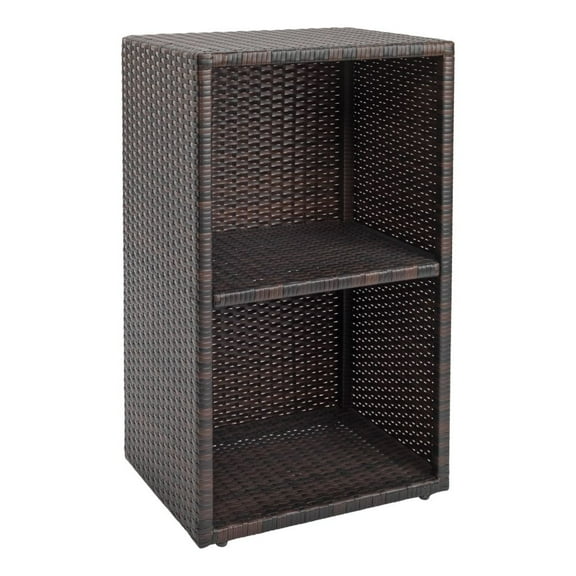 Environments Indoor/Outdoor Wicker Side Table with Wicker Shelf