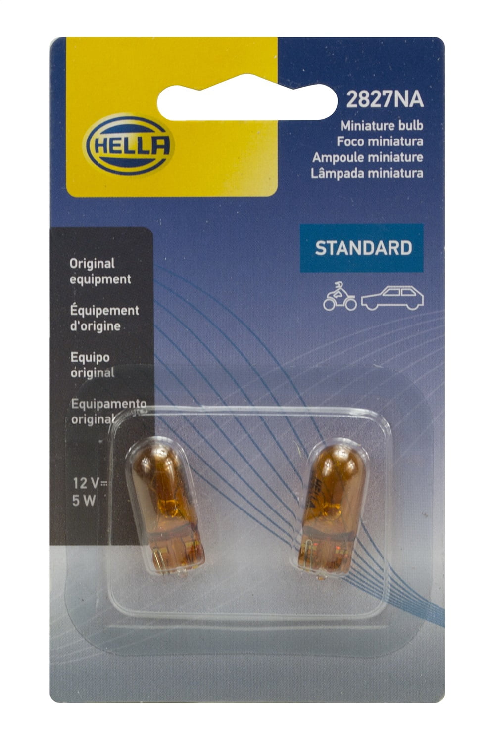 HELLA 2827NATB Bulb 2827Na 12V 5W W2.1X9.5D Namber (2) Multi