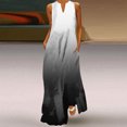 thumbnail image 2 of B91xZ Robe Florale pour Femmes Décontractée Col en V Sans Manches Maxi Robe Ceinturée Longue Fluide Invité de Mariage, Noir XXXXXL, 2 of 4