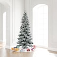 thumbnail image 7 of Vickerman 7.5' Flocked Utica Fir Slim Artificial Christmas Tree, Clear Lights, 7 of 7