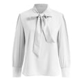 thumbnail image 4 of COMVALUE Women Tie Neck Long Sleeve Shirts Casual Work Blouses Tops 2026 (White, L), 4 of 5