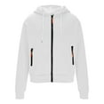 thumbnail image 4 of BiZtdJrK Mens Zip Up Hoodie Lightweight Slim Long Sleeve Sweatshirt Solid Color Casual Workout Hooded Jacket with Pocket, White, XL, 4 of 8