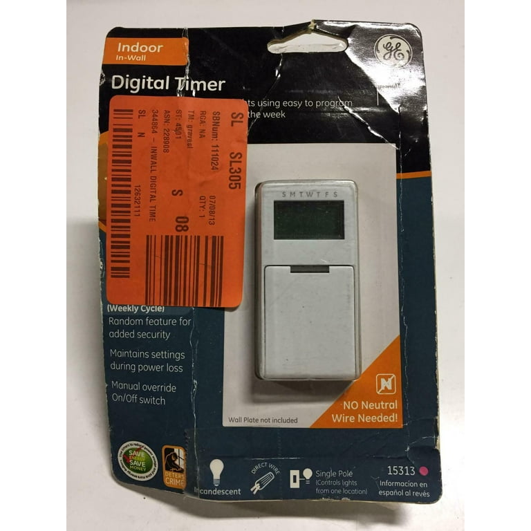 GE 7-Day In-Wall Digital Timer with Random Security Feature
