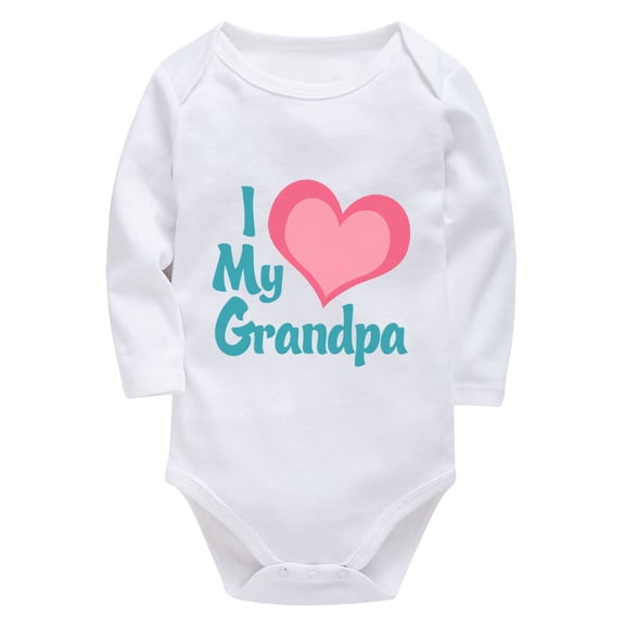 I Love My Grandpa Newborn Neutral Baby Clothes Long Sleeve Baby Bring Home Outfit Boy White 24 Month Boy Romper