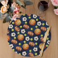 thumbnail image 3 of Brown Basketball Football Round 13 Inch Placemats Set of 8, Ball Watercolor Navy Blue HeatResistant Non Slip Place Mats for Dining Table, Wipeable Braided Kitchen Table Mats for Housewarming, 3 of 9