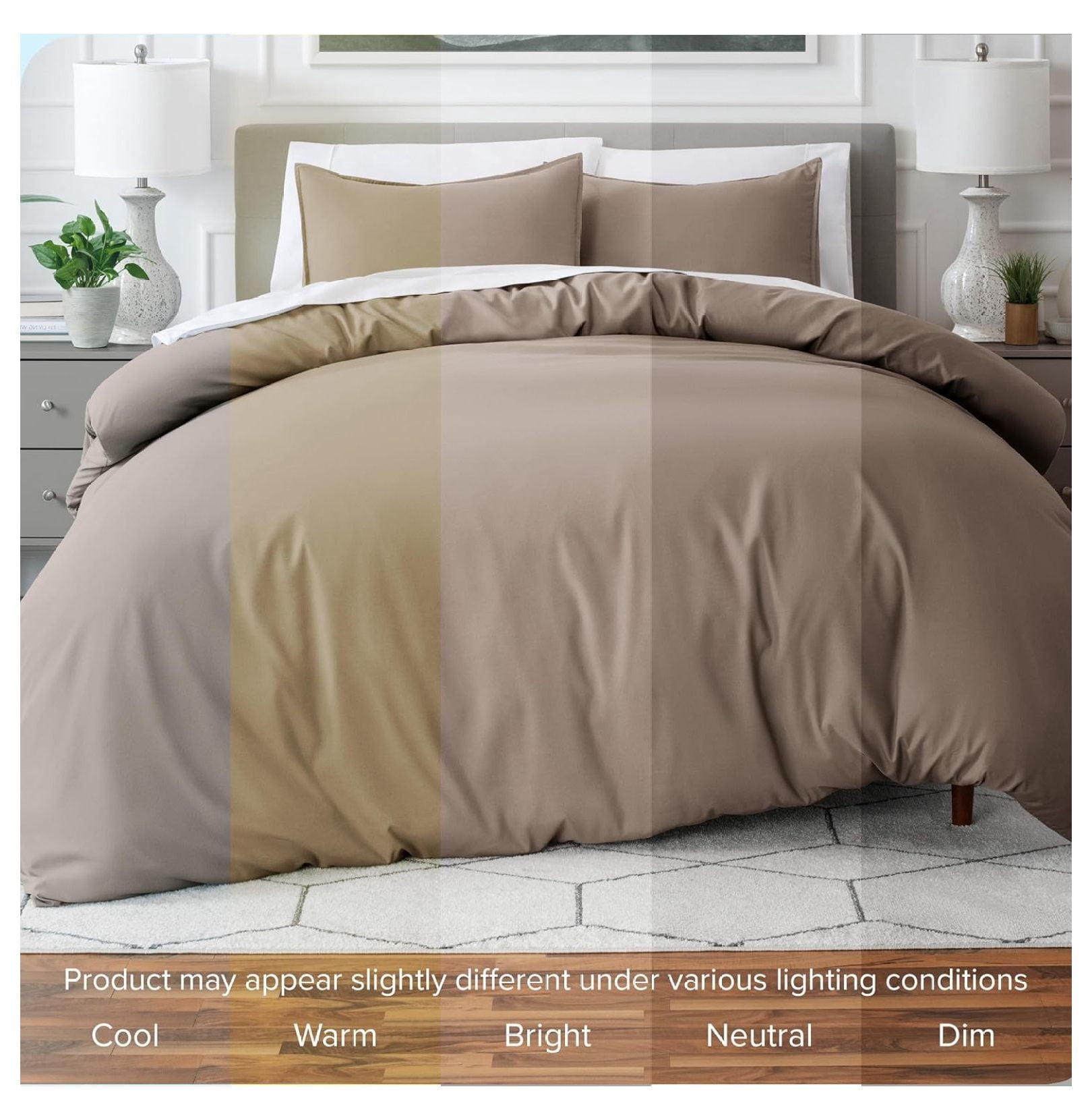 Bedding Duvet Cover Oversized Queen - Premium 1800 Super Soft Collection - Lightweight, Cooling - Soft Breathable Bedding Duvet Cover (Oversized Queen, Taupe)