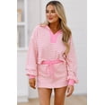 thumbnail image 6 of Women's Chic Pink Stripe Collared V Neck Drop Shoulder Pullover and Skort 2-Piece Outfit | [ZhiHiMeRi] | (US 12-14)L, 6 of 8