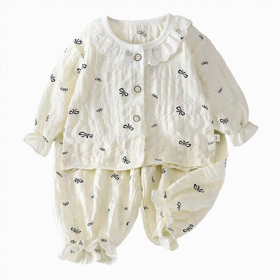 JUMEYU Pajamas for Girls Girls Pajamas - Soft PJs for Kids - Matching, Long Sleeve Toddler Pajamas for Girls Size 8-9 (Beige,8-9 Years)