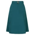 thumbnail image 2 of INSPIRE CHIC Women's Skirt High Elastic Waist A-Line Belted Fall Winter Midi Corduroy Skirt S Peacock Blue, 2 of 6