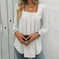 thumbnail image 4 of GigrtiJin Women's Blouses Square Neck Puff Long Sleeve Pleated Solid Color Tops Casual Casual Fashion Tunic Shirts, 4 of 6
