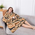 thumbnail image 5 of Oversized Wearable Blanket Hoodie,Retro Style Dachshunds Sherpa Blanket Hoodie with Super Pockets,Super Warm Fuzzy Pullover for Women & Men, 5 of 6