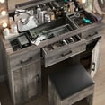 thumbnail image 5 of Zimtown Makeup Vanity Desk with Large Mirror & Charging Station, Vanity Table with 3 Drawers & Visible Glass Top, Bedroom Dressing Table, Gray, 5 of 11