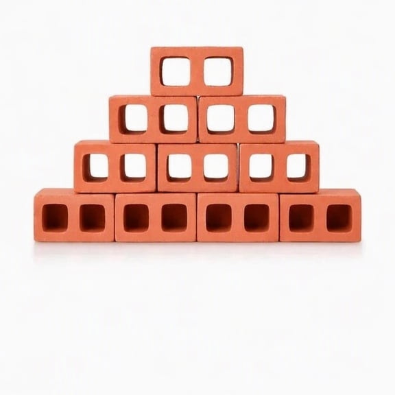 YEMNPIOS Mini Cinder Blocks 1/12 Scale Cement Red 24 Pieces
