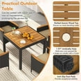 thumbnail image 4 of Pemberly Row 5 PCS Patio Dining Table Set for 4 Rattan Conversation Set Brown, 4 of 8