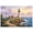 Frame-style, variant on Lighthouse Canvas Wall Art Nautical Ocean Sunset Coastal Beach Scene Oil Painting Style Landscape Wall Decor Sailboat Seagulls Artwork for Living Room Bedroom Home