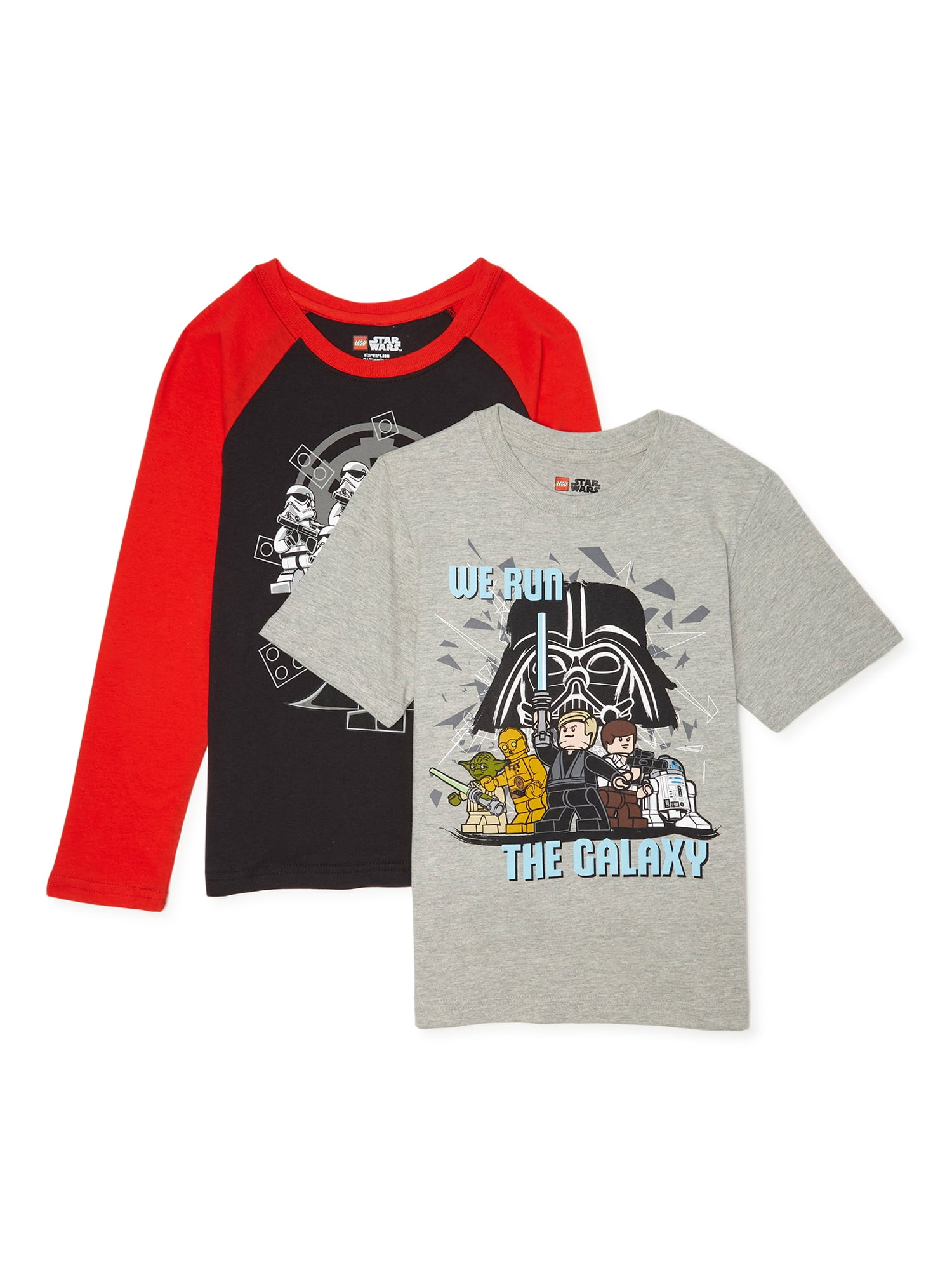 LEGO Boys Star Wars Long Short Sleeve Graphic Tee Shirt 2 Pack Set