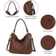 thumbnail image 4 of QYMHOODS Women's Multi-Pocket Hobo Shoulder Bag, PU Leather Tote Purse with Adjustable Crossbody Strap, Chestnut Brown, 4 of 5