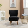 thumbnail image 3 of Modern Armless Accent Chair, Boucle Upholstered Slipper Chair,  Cozy Curved Wingback Side Chair for Bedroom Living Room Office Cafe Lounge Hotel, Black, 3 of 9