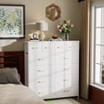 thumbnail image 5 of YILQQPER 12 Drawer Fabric Dresser Accent White Dresser Chest Storage Organizer for Bedroom with WoodBoard and Artificial Leather for Living Room, Hallway, Entryway, Closet, Nursery, Kids Bedroom, 5 of 7