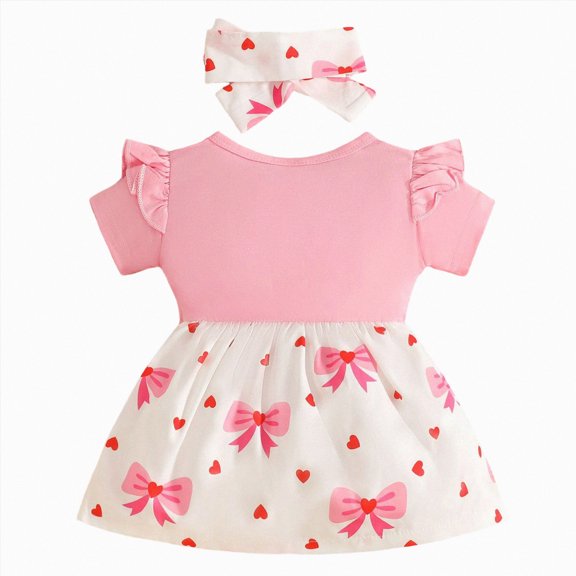 Gubotare Little Girl Dresses Formal Baby Girls' Toddler Buttery-Soft Short Sleeve Twirl Dress 9 12 Months (Pink,9-12 Months)