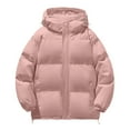 thumbnail image 2 of QHRMKOG Mens Puffer Jacket Winter Warm Thicken Hooded Jackets Waterproof Puffer Jackets Trendy Cotton-Padded Outerwear Pink 2XL, 2 of 4