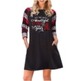 thumbnail image 2 of BLTIBY Christmas Sweatshirt Dress for Women 2024 Xmas Print Winter Fall Round Neck Soft Casual Long Sleeve Fashion Pullover Dresses Outfit with Pockets Trendy Black 2 S, 2 of 8