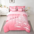 thumbnail image 3 of Feelyou Girly Pink Xmas Tree Twin Bedding Sets 7-Piece, Dreamy Christmas Stars Deer Bedding Comforter Set, Teens Kids Girls Women Reversible Sheet Sets, Super Cozy Room Decor, 3 of 8
