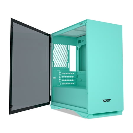 darkFlash DLM 22 Green Micro ATX Mini Tower MicroATX Computer Case with Door Opening Tempered Glass Side (Best Micro Atx Case 2019)