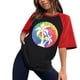 thumbnail image 1 of Gibobby Camiseta de manga corta para mujer Top manga raglán manga corta con cuello redondo suelto con estampado árbol informal para mujer(Negro,M), 1 of 4