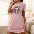 thumbnail image 2 of Tnhcen Women's Plus Size Halloween Funny Cartoon Print Crewneck Short Sleeve Sleepdress | Soft Polyester Spandex | S-2XL, 2 of 5