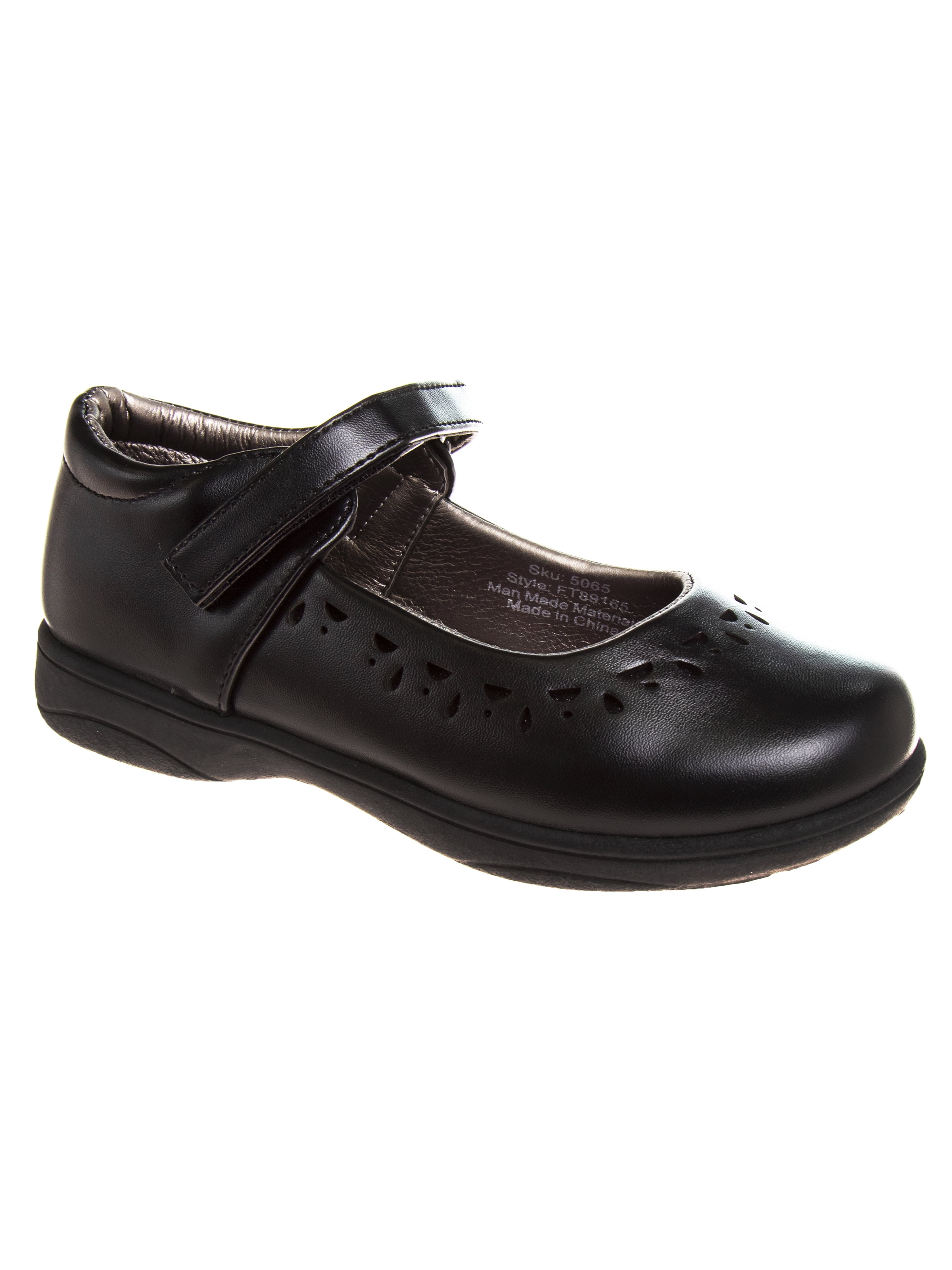 NEW GIRLS CHILDREN SCHOOL BLACK LEATHER CASUAL FORMAL STRAP FASTENING SHOES SIZE 