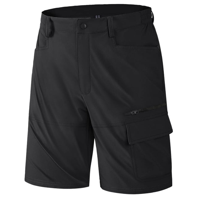 Shorts for Men, Solid Color Casual Summer Wear with Zipper and Button Closure, Polyester Fabric, Lightweight Breathable Design, Elastic Waistband, Machine Washable