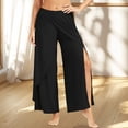 thumbnail image 4 of jowamay Split Yoga Pants for Women Wide Leg Flowy Women's High Waisted Lounge Pants Summer Beach Trousers Daily Wear, 4 of 7