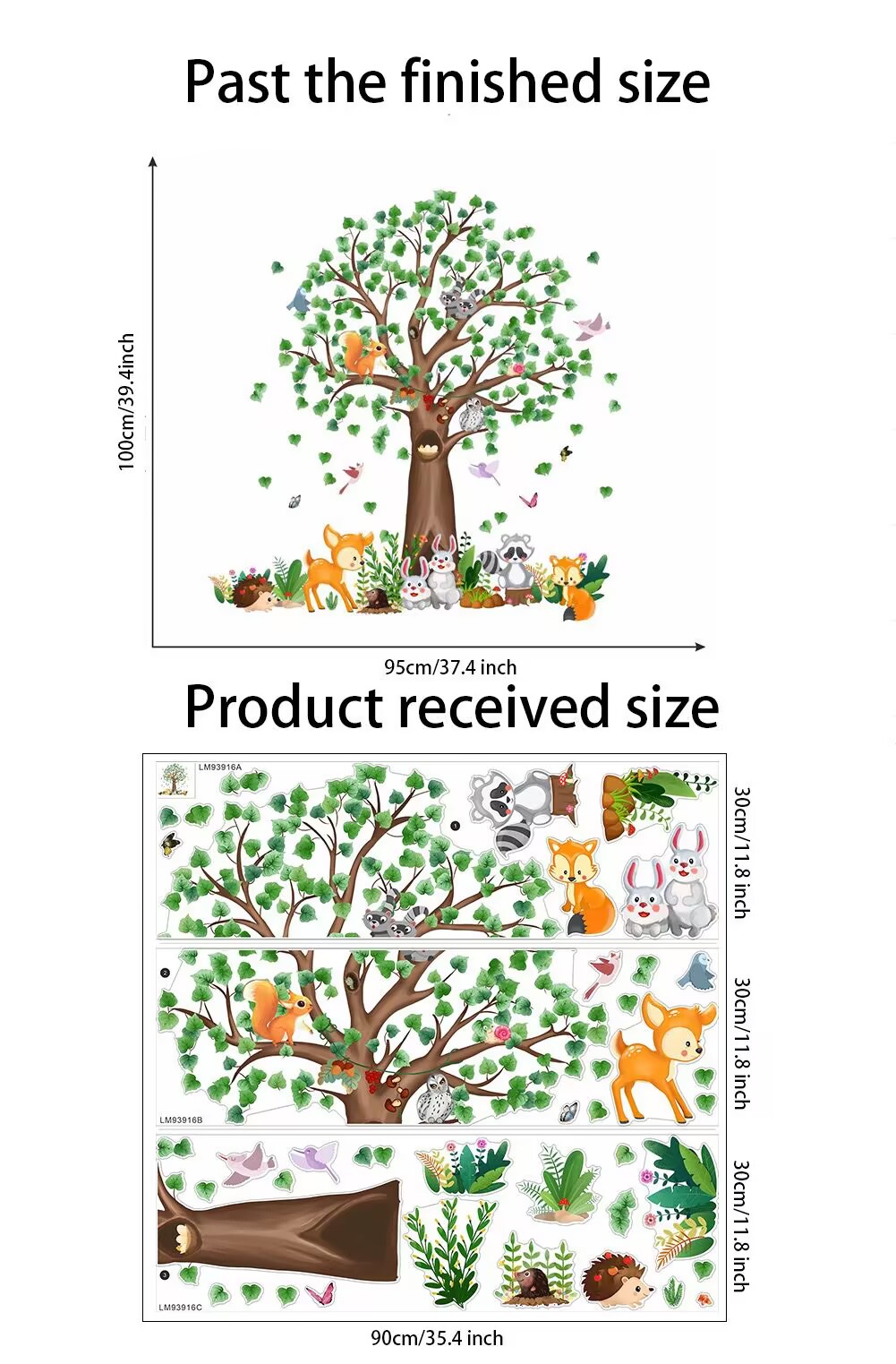 Woodland Animals Wall Decals Large Tree Wall Stickers Bear Fox Deer Wall Decals Rabbit Wall Stickers DIY Peel and Stick Art Decals Baby Nursery Kids Bedroom Toddler Room Wall Decor