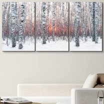 PixonSign Canvas Print Wall Art Cracked Paint Textured Snowy Forest Nature Wilderness Illustrations Modern Art Rustic Scenic Colorful Ultra for Living Room, Bedroom, Office - 24"x36"x3