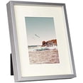 thumbnail image 5 of Frametory, 8x10 Aluminum Photo Frame for 5x7 Pictures with Mat or 8x10 Without, Real Glass, Wall or Tabletop Metal Picture Frame Collection (Silver, 1 Pack), 5 of 5