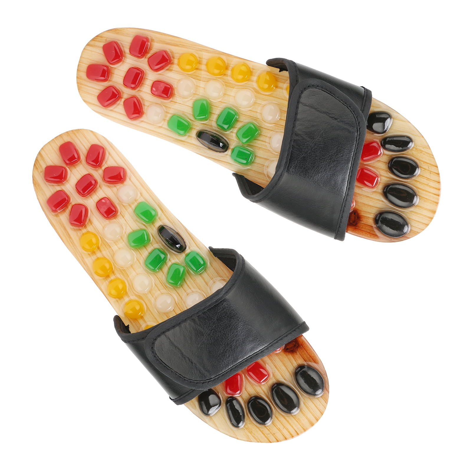 Suodoka Natural Stone Acupressure Foot Massager Slippers Reflexology Acupoint Stimulation Shoes for Men Women Stress Relief Blood Circulation Promotion Black 43-44 (11.02 inches / 28 cm)