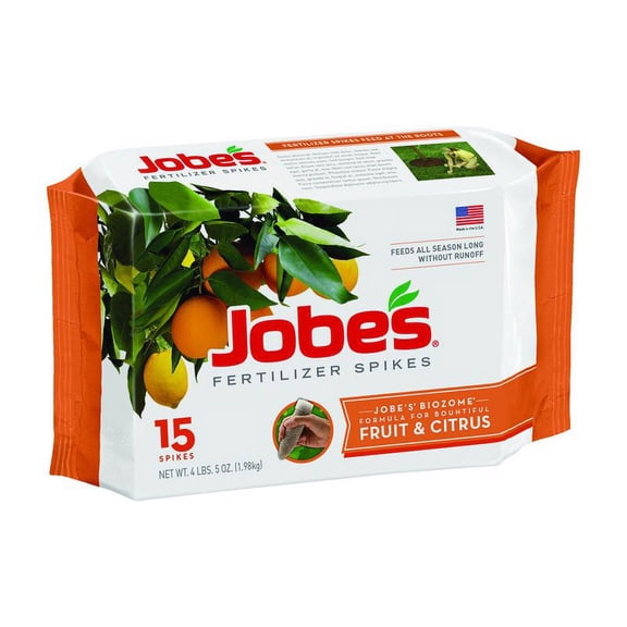 Jobe's Slow Release Fruit and Citrus Plant Fertilizer Spikes, 15 Count