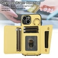 thumbnail image 5 of for iPhone 16 Pro 6.3" Crossbody Wallet Case, Ring Buckle Card Holder Phone Case with Shoulder Strap, Classic Folio PU Leather Cover with Lens Film Makeup Mirror for iPhone 16 Pro, Yellow, 5 of 8